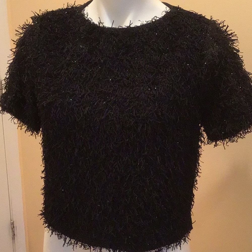 Garcia metallic back zipper crop top black size m